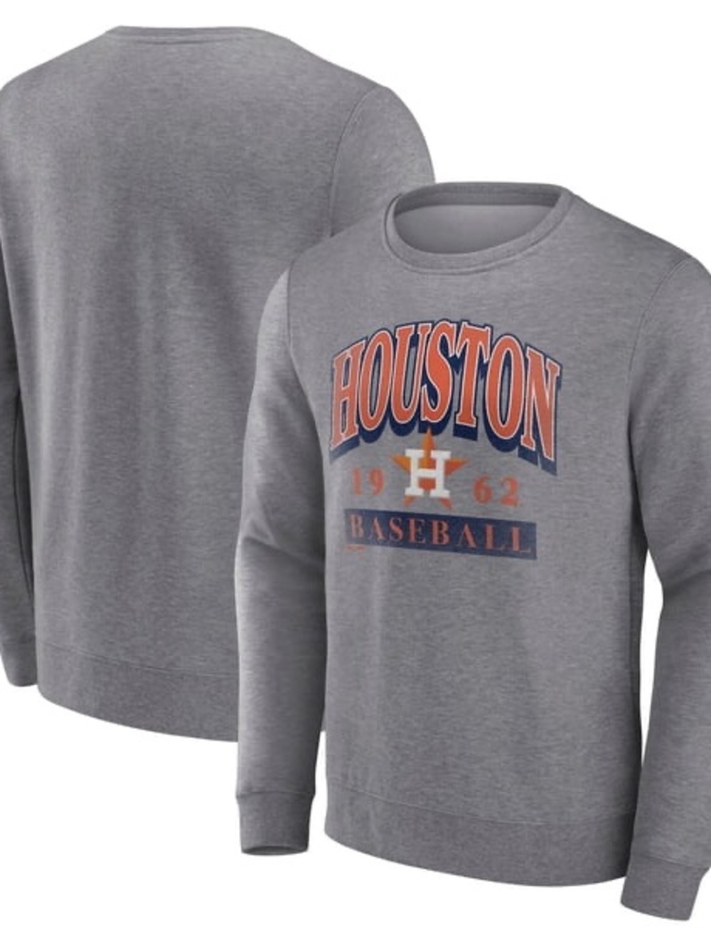 NWT~MLB Houston Astros Baseball Gray Sweatshirt with Orange & Navy Logo